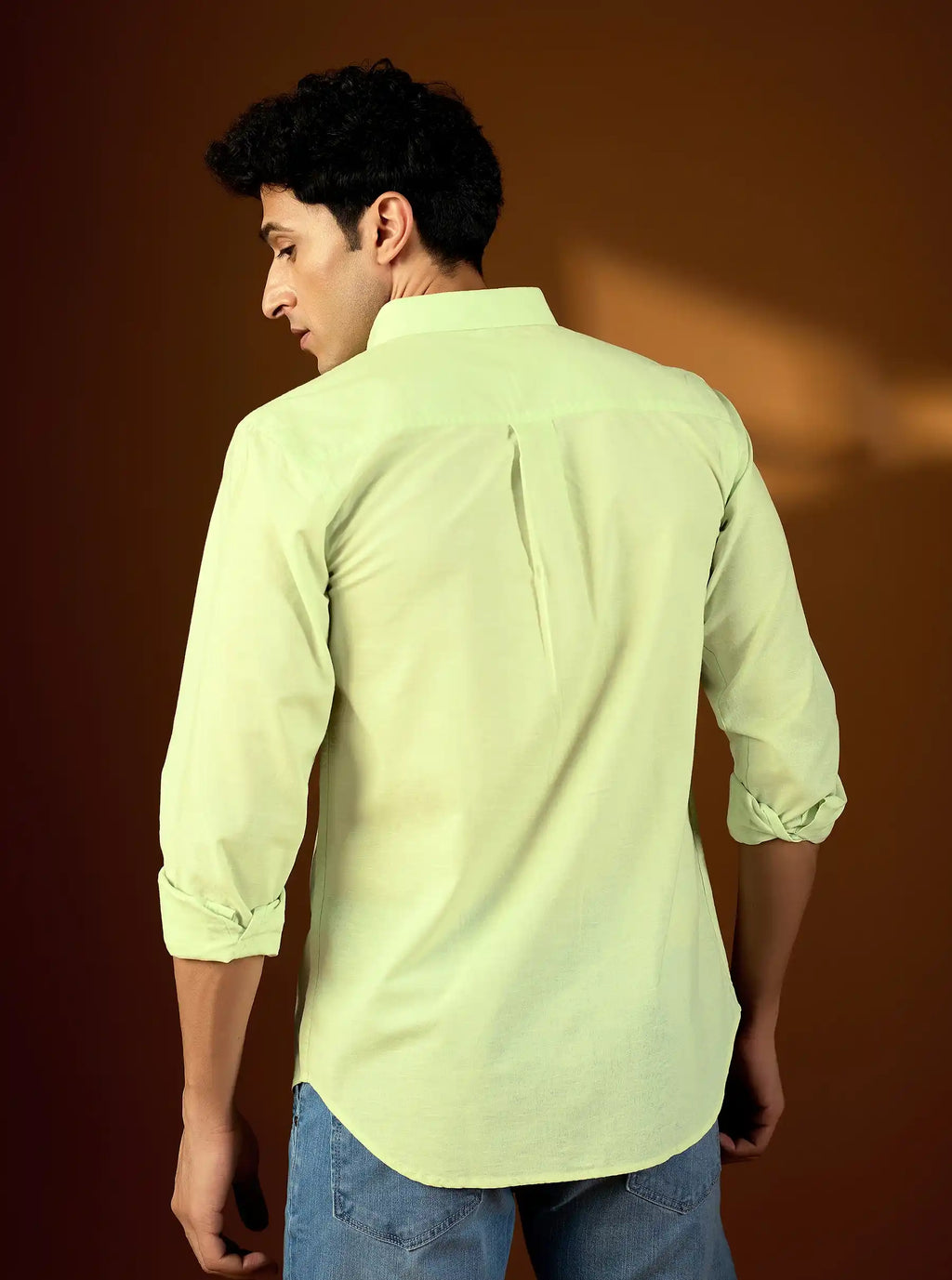 Men’s Premium Lime Green Cotton-Linen Blend Shirt – Breathable Casual Fit