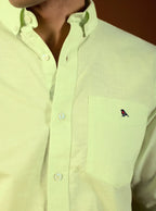 Men’s Premium Lime Green Cotton-Linen Blend Shirt – Breathable Casual Fit
