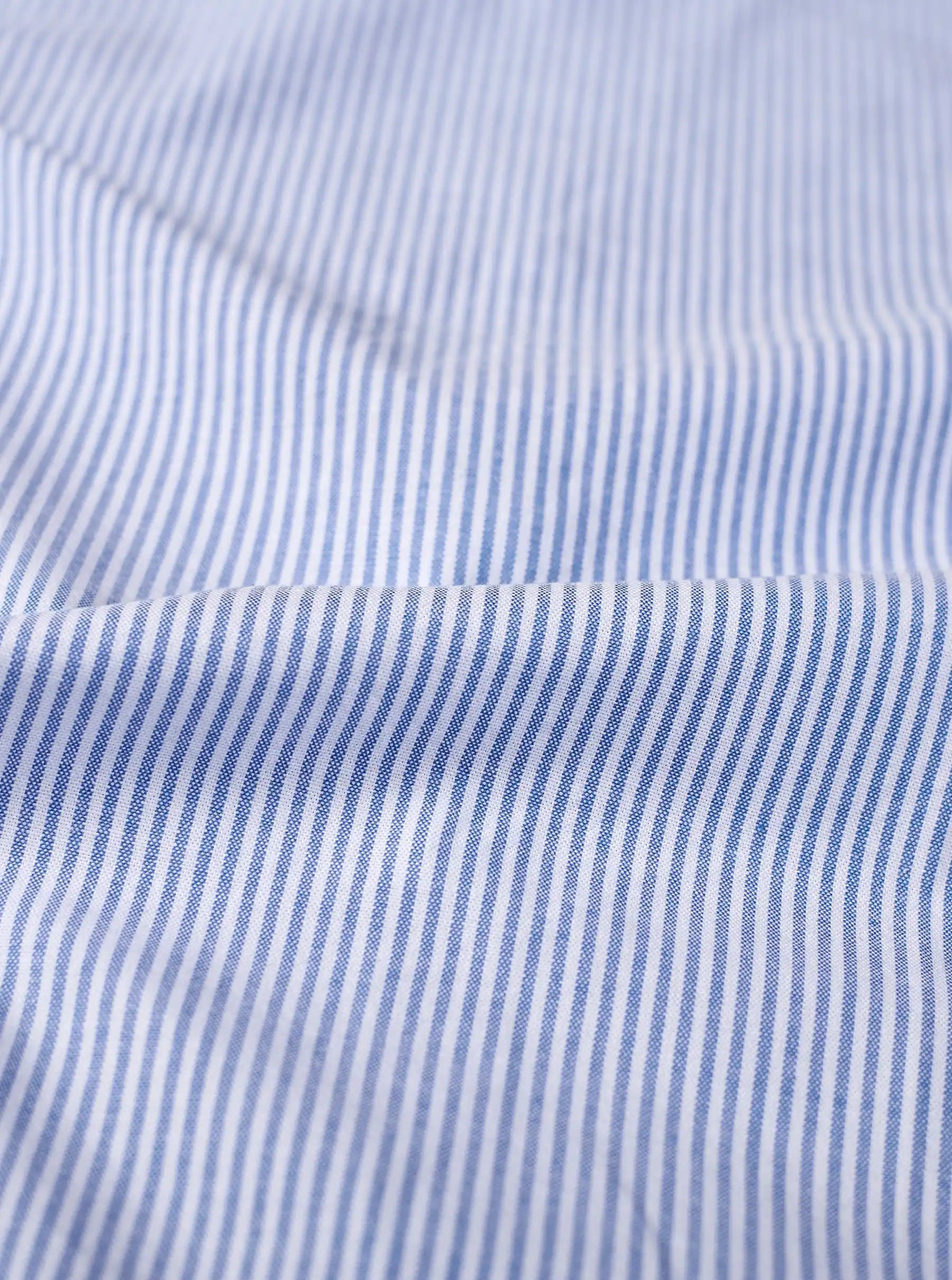 Sky Blue Micro-Stripe Cotton Shirt with Contrast Trims