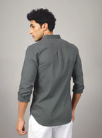 Premium Charcoal Cotton-Linen Button-Down Shirt – Slim Fit