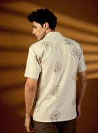 Earthy Tree Embroidered Natural Cotton Short Kurta – Beige
