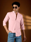 Premium Men’s Pastel Pink Cotton-Linen Button-Down Shirt