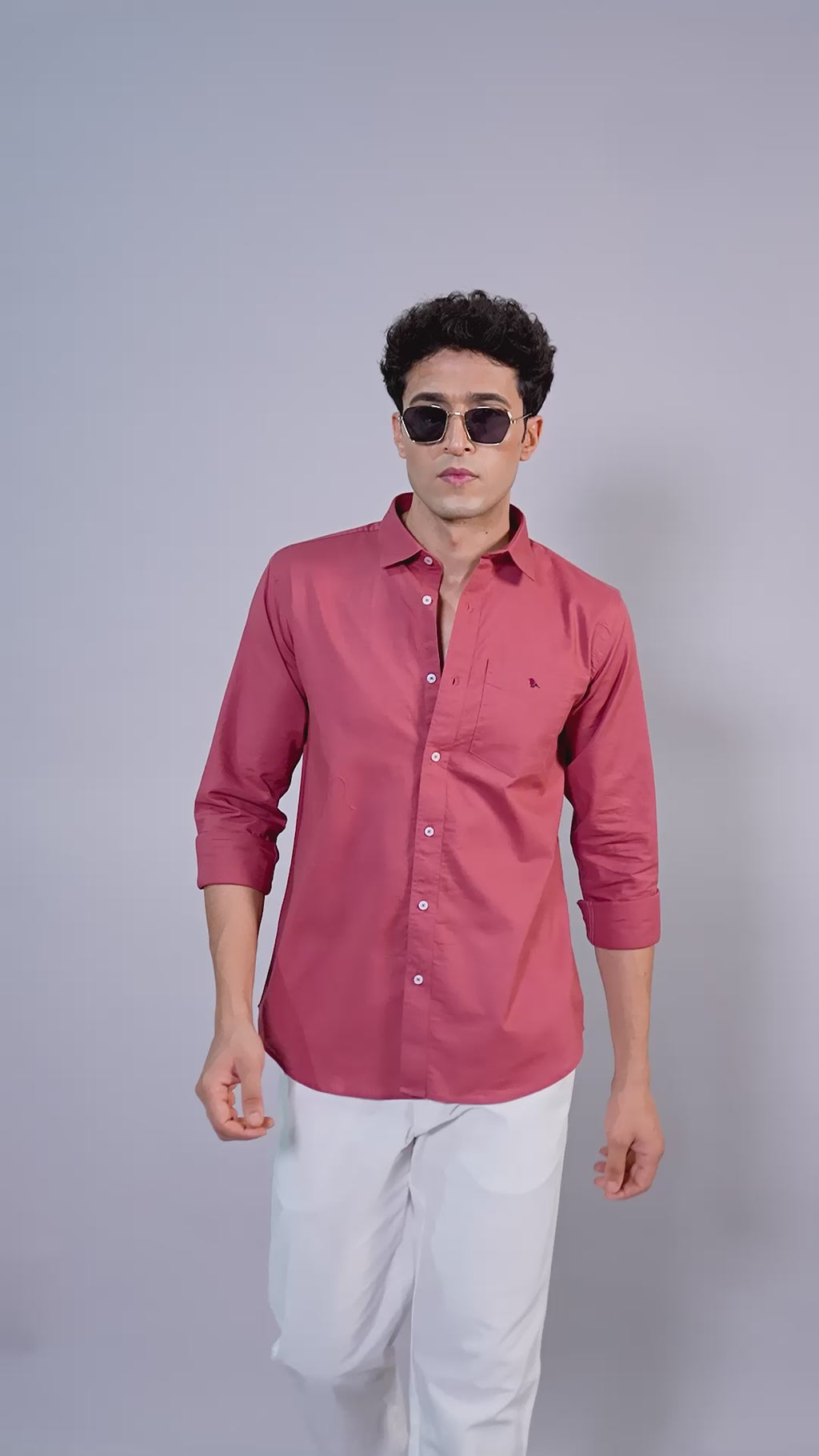 Men’s Dusty Rose Cotton-Linen Blend Slim Fit Shirt